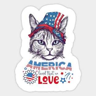 Patriotic Cat, 4th of July Design Sticker